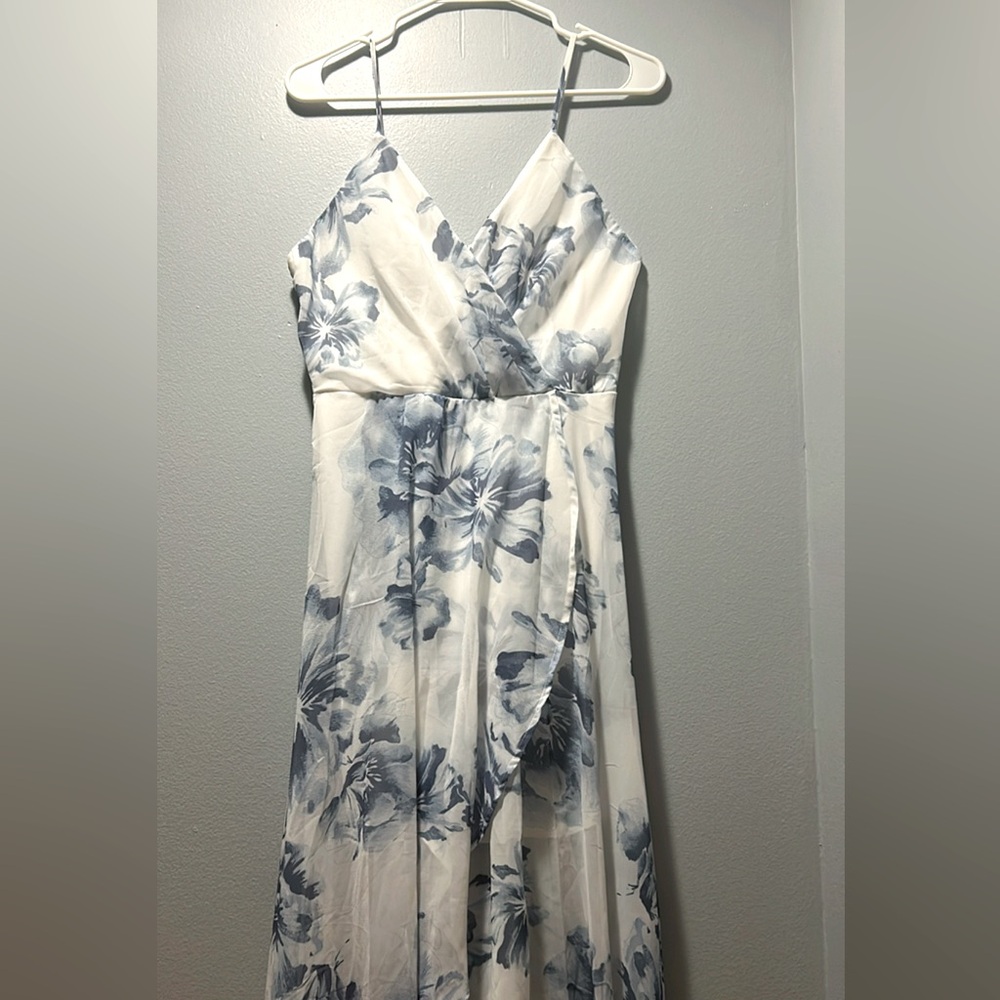 Maxi Dresse Sleeveless Floral Print V-Neck Lace Up Backless Polyester Long Dress
